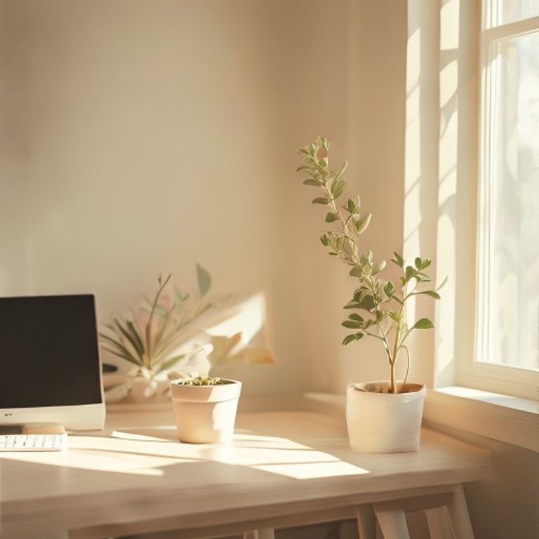 Focus environment Minimalist workspace with plant